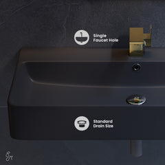 Swiss Madison Carre 36” Rectangle Wall-Mount Bathroom Sink in Matte Black - SM-WS334MB - The Home Selection