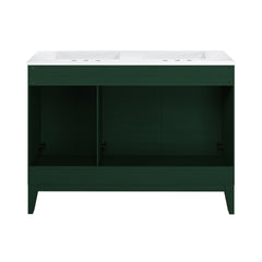 Swiss Madison Cascade 48" Freestanding Bathroom Vanity in Green Oak with 3-Hole Widespread Double Basin Sink Top - SM-BV557GA-D3W
