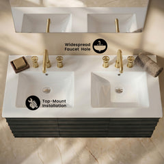 Swiss Madison 48" 3-Hole Widespread Double Basin Vanity Sink Top in Glossy White - SM-VT349-3