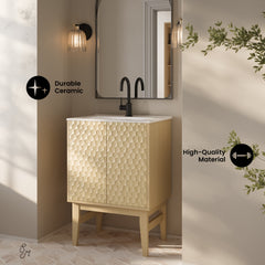 Swiss Madison Bosse 24" Freestanding Bathroom Vanity in Natural Oak with Sink Top - SM-BV8801NO