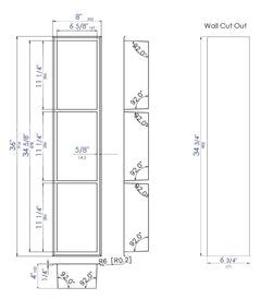ALFI 8" x 36" Vertical Triple Shelf Bath Shower Niche - ABN0836