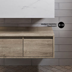 Swiss Madison ﻿Avancer 24" Wall-Mounted Bathroom Vanity in Calacatta and White Oak - SM-BV700 - The Home Selection