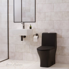 Swiss Madison Sublime II One-Piece 10" Rough-in 1.1/1.6 GPF Dual Top Flush Round Compact Toilet in Matte Black - SM-1T277MB