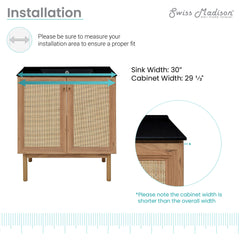 Swiss Madison Classe 30" Freestanding Bathroom Vanity in Golden Oak with Black Sink Top - SM-BV664MB