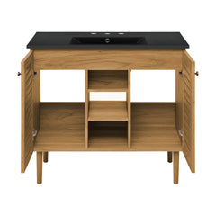 Swiss Madison Bron 36" Freestanding Bathroom Vanity in Golden Oak with Black 3-Hole Widespread Sink Top - SM-BV374-3MB