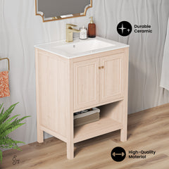Swiss Madison Chateau 24" Freestanding Bathroom Vanity in White Oak with Sink Top - SM-BV0601WO