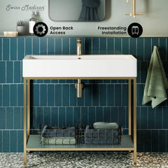 Swiss Madison Pierre 40 Single, Freestanding, Open Shelf, Metal Frame Bathroom Vanity - SM-BV73 - The Home Selection