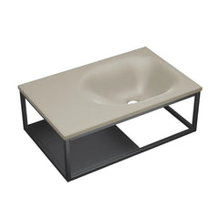 Swiss Madison Lisse 24" Rectangle Concrete Wall-Mount Bathroom Sink in Taupe with Matte Black Frame