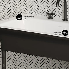 Swiss Madison Ivy 32" Solid Surface Console Sink in Matte Black - SM-CS830MB