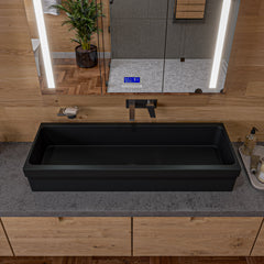 Alfi 48  Black Matte Above Mount Fireclay Bathroom Trough Sink - AB48TRBM