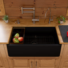 Alfi 33  Granite Composite Single Bowl Drop In Farm Sink with Accessories - AB33FARM