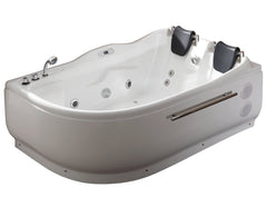 EAGO 6 ft Right Drain Corner Acrylic White Whirlpool Bathtub for Two - White