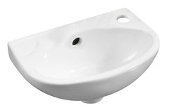 Alfi White 14  Small Wall Mounted Ceramic Sink with Faucet Hole - ABC118