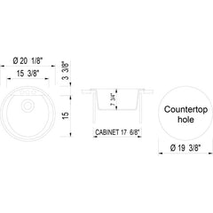 ALFI 20" Drop-In Round Granite Composite Kitchen Prep Sink - AB2020DI - The Home Selection