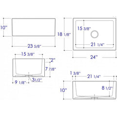 ALFI 24" Smooth Thick Wall Fireclay Single Bowl Farm Sink - AB2418SB - The Home Selection
