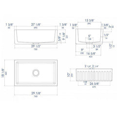 ALFI 30" Reversible Smooth/Fluted Single Fireclay Farm Sink - AB3018HS - The Home Selection