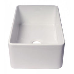 ALFI 30" x 18" Smooth Apron Single Bowl Fireclay Farm Sink - ABF3018 - The Home Selection