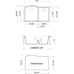 ALFI 33" Double Bowl Undermount Granite Composite Kitchen Sink - AB3320UM - The Home Selection