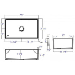 ALFI 33" Single Bowl Fluted Fireclay Farm Sink - AB532 - The Home Selection