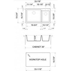 ALFI 34" Double Bowl Drop In Granite Composite Kitchen Sink - AB3319DI - The Home Selection