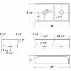 ALFI 36" Apron Thick Wall Fireclay Double Bowl Farm Sink - AB3618ARCH - The Home Selection