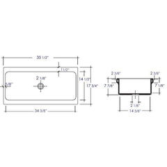 ALFI 36" White Above Mount Fireclay Bath Trough Sink - AB36TR - The Home Selection