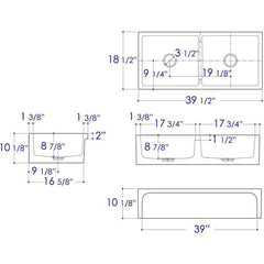 ALFI 39" Apron Thick Wall Fireclay Double Bowl Farm Sink - AB3918ARCH - The Home Selection