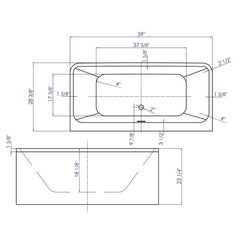 ALFI 59" White Rectangular Acrylic Free Standing Soaking Bathtub - AB8858 - The Home Selection