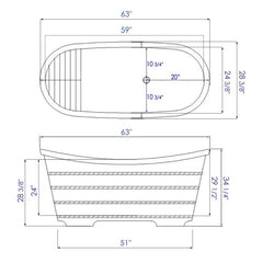 ALFI 63'' Free Standing Cedar Wooden Bathtub - AB1105 - The Home Selection
