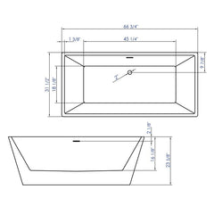 ALFI 67" White Rectangular Acrylic Free Standing Soaking Bathtub - AB8832 - The Home Selection