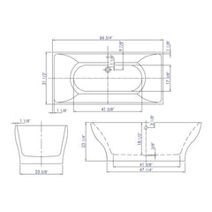 ALFI 67" White Rectangular Acrylic Free Standing Soaking Bathtub - AB8840 - The Home Selection
