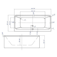 ALFI 67" White Rectangular Acrylic Free Standing Soaking Bathtub - AB8859 - The Home Selection