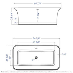 ALFI 67" White Rectangular Solid Surface Smooth Resin Soaking Bathtub - AB9942 - The Home Selection