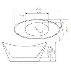 ALFI 68" White Oval Acrylic Free Standing Soaking Bathtub - AB8803 - The Home Selection