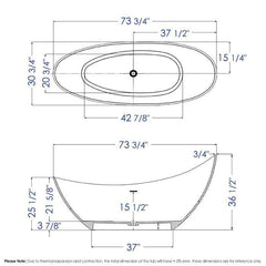 ALFI 73" White Solid Surface Smooth Resin Soaking Slipper Bathtub - AB9951 - The Home Selection
