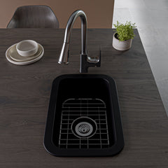 Alfi Black Matte Small 13"x19" Rectangle Fireclay Undermount or Drop In Prep Sink w Grid included - ABF1319UD-BM - The Home Selection