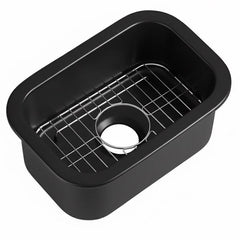 Alfi Black Matte Small 13"x19" Rectangle Fireclay Undermount or Drop In Prep Sink w Grid included - ABF1319UD-BM - The Home Selection