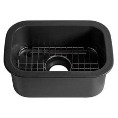 Alfi Black Matte Small 13"x19" Rectangle Fireclay Undermount or Drop In Prep Sink w Grid included - ABF1319UD-BM - The Home Selection
