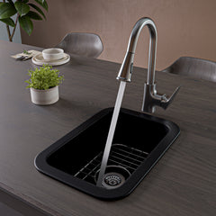 Alfi Black Matte Small 13"x19" Rectangle Fireclay Undermount or Drop In Prep Sink w Grid included - ABF1319UD-BM - The Home Selection