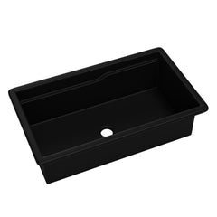 ALFI brand Black Matte 32" x 19" Workstation Step Rim Single Bowl Fireclay Undermount / Drop In Kitchen Sink - ABFS3219SUD-BM - The Home Selection