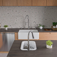 ALFI brand White Small 13" x 19" Rectangle Fireclay Undermount or Drop In Prep Sink w Grid included - ABF1319UD - The Home Selection