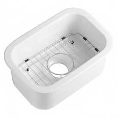 ALFI brand White Small 13" x 19" Rectangle Fireclay Undermount or Drop In Prep Sink w Grid included - ABF1319UD - The Home Selection