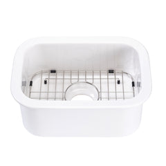 ALFI brand White Small 13" x 19" Rectangle Fireclay Undermount or Drop In Prep Sink w Grid included - ABF1319UD - The Home Selection