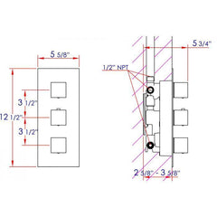 ALFI Concealed 4-Way Thermostatic Valve Square Shower Mixer - AB2901 - The Home Selection