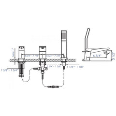 ALFI Deck Mounted Three Hole Bathroom Tub Filler & Shower Head - AB2464 - The Home Selection