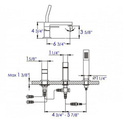ALFI Deck Mounted Tub Filler and Square Hand Held Shower Head - AB2322 - The Home Selection