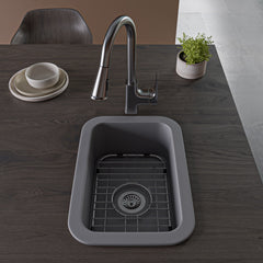Alfi Grey Matte Small 13"x19" Rectangle Fireclay Undermount or Drop In Prep Sink w Grid included - ABF1319UD-GM - The Home Selection