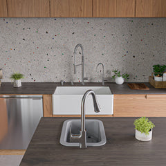 Alfi Grey Matte Small 13"x19" Rectangle Fireclay Undermount or Drop In Prep Sink w Grid included - ABF1319UD-GM - The Home Selection