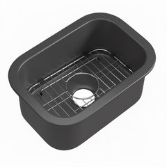 Alfi Grey Matte Small 13"x19" Rectangle Fireclay Undermount or Drop In Prep Sink w Grid included - ABF1319UD-GM - The Home Selection