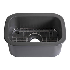Alfi Grey Matte Small 13"x19" Rectangle Fireclay Undermount or Drop In Prep Sink w Grid included - ABF1319UD-GM - The Home Selection